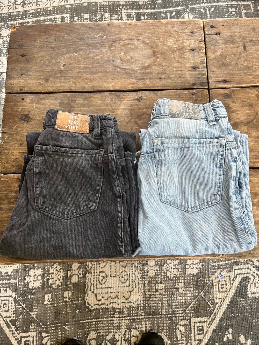 Free People Denim Jeans in Black and Light Wash